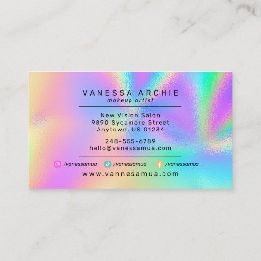Rainbow Holographic Foods Beauty Service Business Visitenkarte (Rückseite)