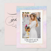 Rainbow Holographic Glitzer Foto Abschluss Ankündigung (Vorne/Hinten)