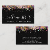 Rainbow Holographic Glitzer Jewelier Boutique Visitenkarte (Vorne/Hinten)