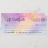 Rainbow Holographic Glitzer Karo Geschenkgutschein (Vorne/Hinten)