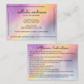 Rainbow Holographic Glitzer Ombre Lashes Aftercare Visitenkarte (Vorne/Hinten)