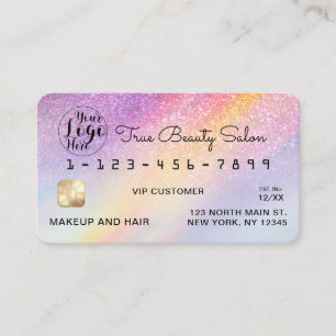 Rainbow Holographic Glitzer Ombre Logo Credit Visitenkarte
