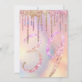 Rainbow Holographic Glitzer Tropfens Age Birthday Einladung (Rückseite)