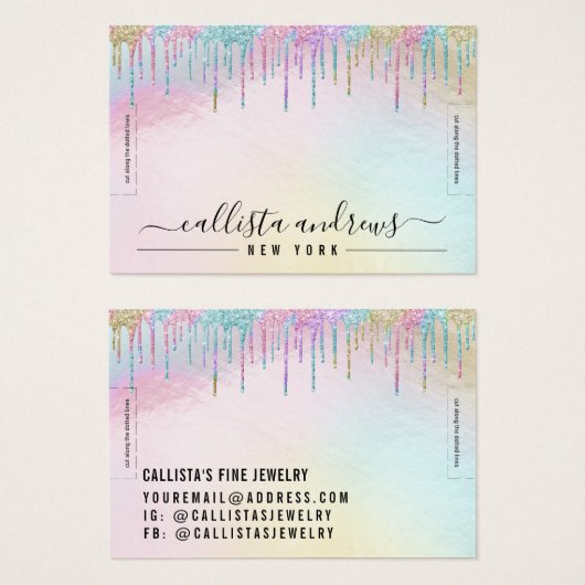 Rainbow Holographic Glitzer Tropfens Bracelet Disp (Vorne & Hinten)