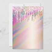 Rainbow Holographic Glitzer Tropfens Brautparty Einladung (Rückseite)