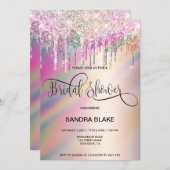 Rainbow Holographic Glitzer Tropfens Brautparty Einladung (Vorne/Hinten)