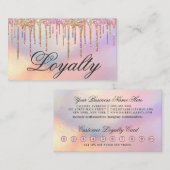 Rainbow Holographic Glitzer Tropfens Loyalty Treuekarte (Vorne/Hinten)