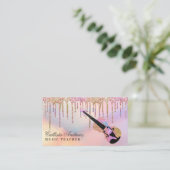 Rainbow Holographic Glitzer Tropfens Music Teacher Visitenkarte (Stehend Vorderseite)