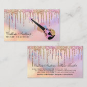 Rainbow Holographic Glitzer Tropfens Music Teacher Visitenkarte (Vorne/Hinten)