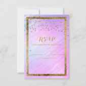 Rainbow Holographic Gold Confetti UAWG RSVP Karte (Vorderseite)