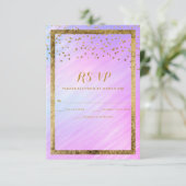 Rainbow Holographic Gold Confetti UAWG RSVP Karte (Stehend Vorderseite)