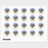 Rainbow Holographic Heart Frame Custom Foto Runder Aufkleber (Blatt)