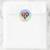 Rainbow Holographic Heart Frame Custom Foto Runder Aufkleber (Tasche)