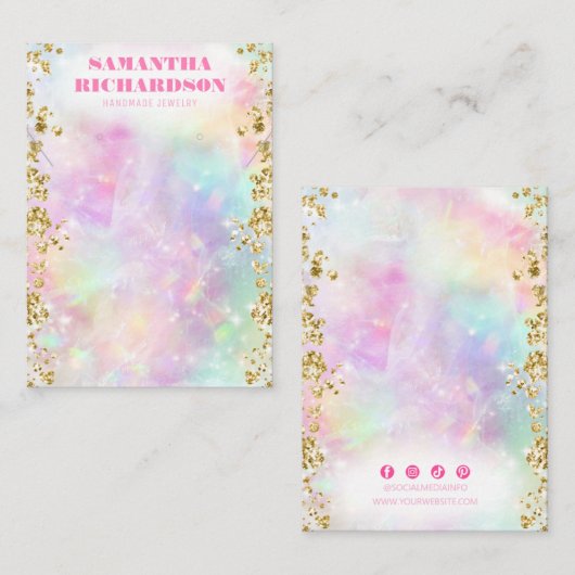 Rainbow Holographic Iridescent Juwelier Visitenkarte (Vorne/Hinten)