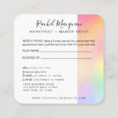 Rainbow Holographic Iridescent Unicorage Script Empfehlungskarte (Rückseite)