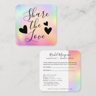 Rainbow Holographic Iridescent Unicorage Script Empfehlungskarte