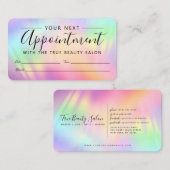 Rainbow Holographic Iridescent Unicorage Script Terminkarte (Vorne/Hinten)