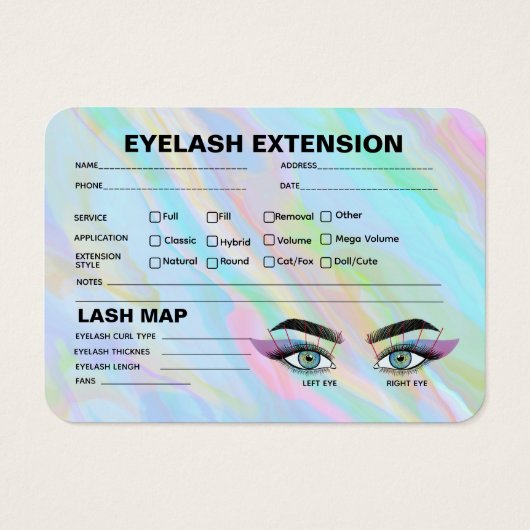 Rainbow Holographic Lash Record Extension Map (Rückseite)