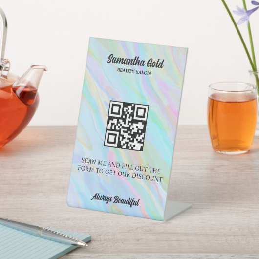 Rainbow Holographic QR Code Scan zum Verbinden Sockelschild (In SItu)