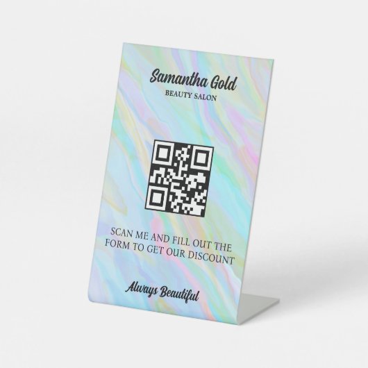 Rainbow Holographic QR Code Scan zum Verbinden Sockelschild (Vorderseite)