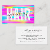 Rainbow Holographic Simple Typografy Hair Stylist Visitenkarte (Vorne/Hinten)