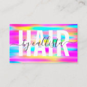 Rainbow Holographic Simple Typografy Hair Stylist Visitenkarte (Vorderseite)
