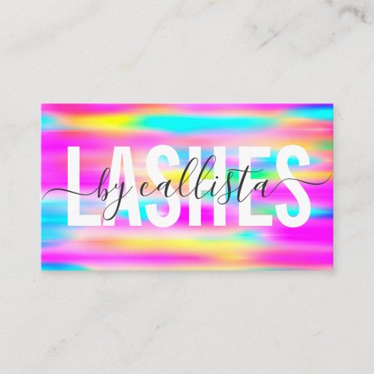 Rainbow Holographic Simple Typografy Lashes Visitenkarte (Vorderseite)