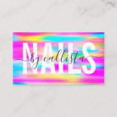 Rainbow Holographic Simple Typografy Nail Artist Visitenkarte (Vorderseite)