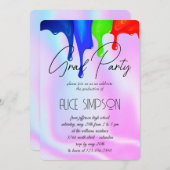 Rainbow Holographic Tropfen Abschluss Einladung (Vorne/Hinten)