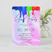 Rainbow Holographic Tropfen Abschluss Einladung (Stehend Vorderseite)