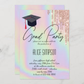 Rainbow Holographic Tropfen Abschluss Einladung (Vorne/Hinten)