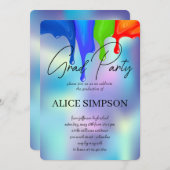 Rainbow Holographic Tropfen Abschluss Einladung (Vorne/Hinten)