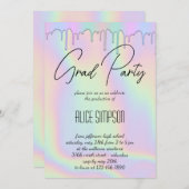 Rainbow Holographic Tropfen Abschluss Einladung (Vorne/Hinten)