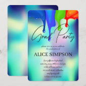 Rainbow Holographic Tropfen Abschluss Einladung (Vorne/Hinten)