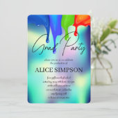 Rainbow Holographic Tropfen Abschluss Einladung (Stehend Vorderseite)