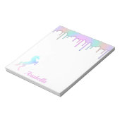 Rainbow Holographic Tropfens Unicorn Individuelle Notizblock (Rotiert)