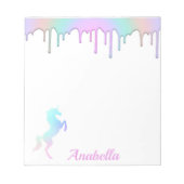 Rainbow Holographic Tropfens Unicorn Individuelle Notizblock (Vorderseite)