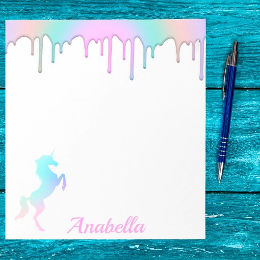 Rainbow Holographic Tropfens Unicorn Individuelle Notizblock