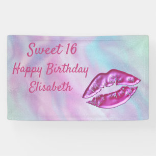 Rainbow holpgrafierende niedliche Rosa Lippen, süß Banner