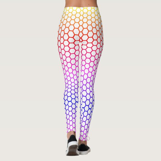 Rainbow Honeycomb Grid Pattern Leggings (Rückseite)