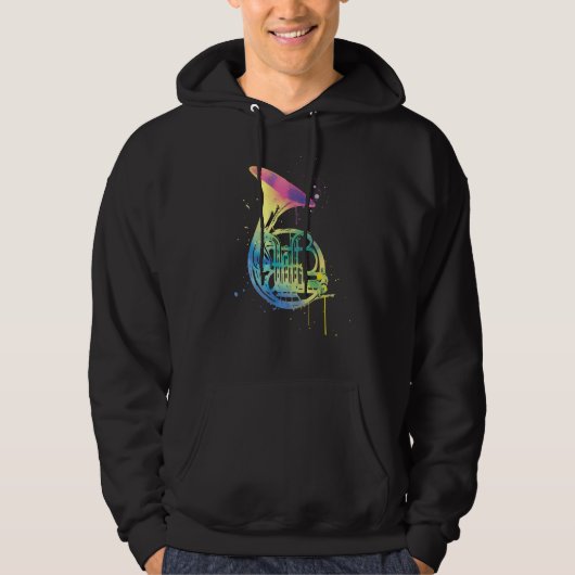 Rainbow Horn Design für französische Horn-Spieler Hoodie (Vorderseite)