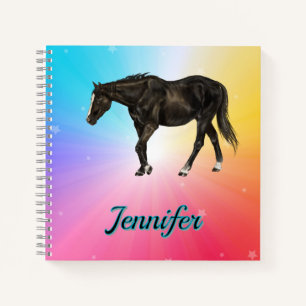 Rainbow Horn Notebook Colorful Reitsport Design Notizblock