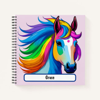 Rainbow Horn Notebook mit individueller Nametag Notizblock