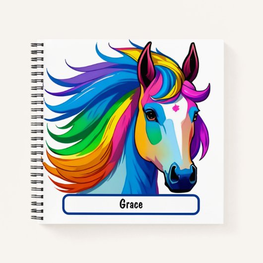Rainbow Horn Notebook mit individueller Nametag Notizblock (Vorderseite)