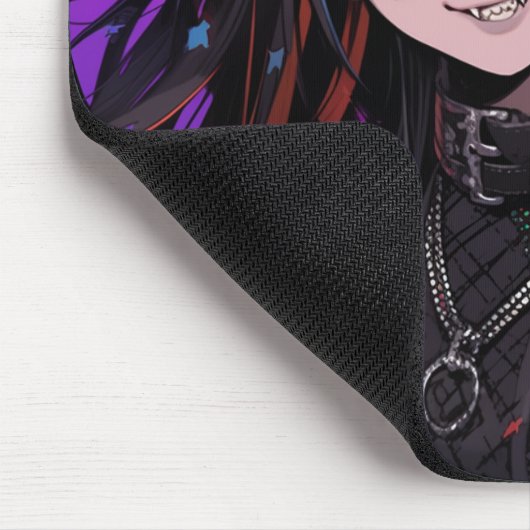 Rainbow Horned Goth Punk Anime Girl Mousepad (Ecke)