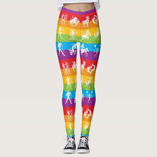 Rainbow Horoscope Yoga Gym Exercise Leggings Pants (Vorderseite)