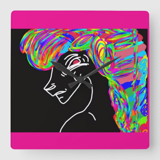 Rainbow Horse Quadratische Wanduhr (Vorderseite)