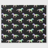 Rainbow Horse Silhouette Black Geschenkpapier (Flach)