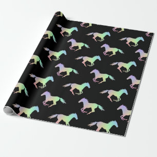 Rainbow Horse Silhouette Black Geschenkpapier