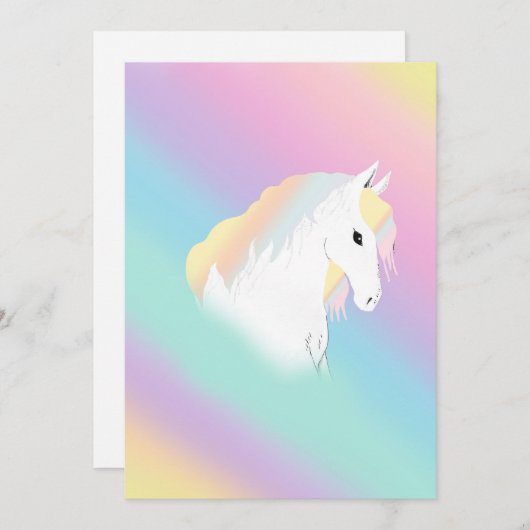 Rainbow Horse Unicorn Reittier Girly Einladung (Vorne/Hinten)